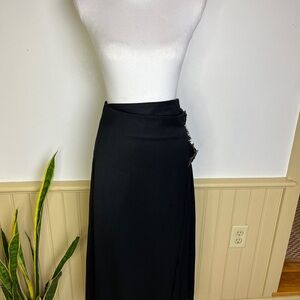 Burberry London Black Wool Wrap Skirt Made in Scotland UK10 US6 Heritage Buckle